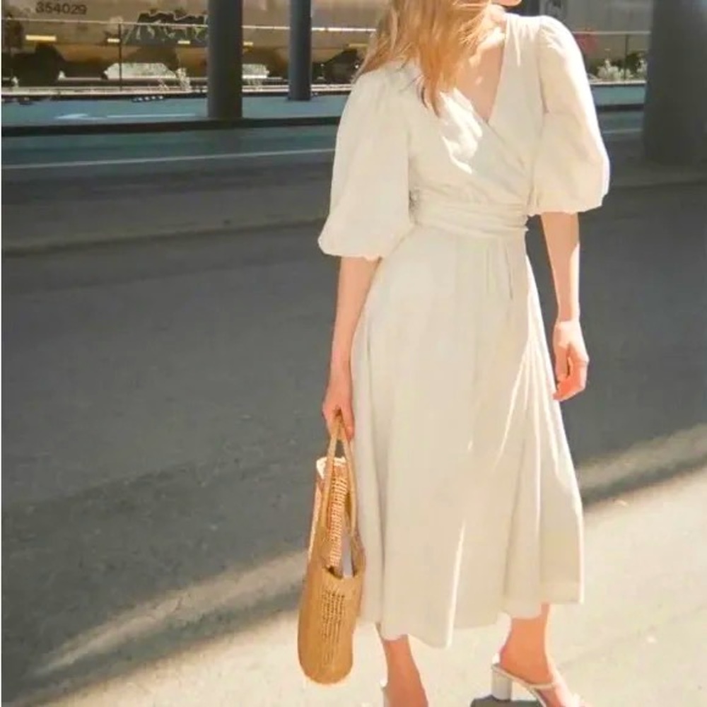 Oak + Fort Linen Wrap dress